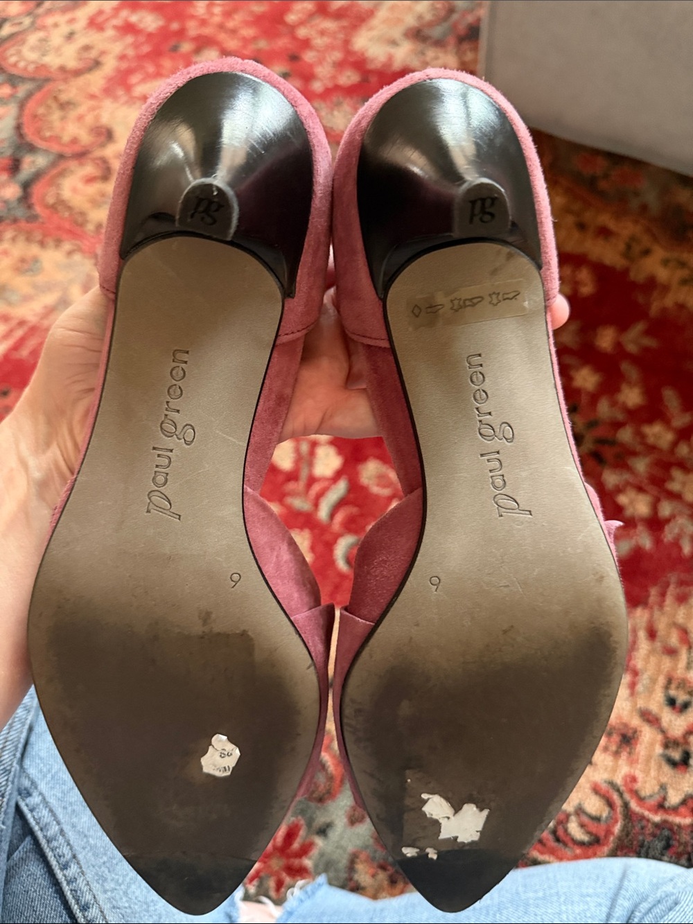 Paul Green Pink Suede Pointed Toe Knot Pumps - Picture 4 of 7